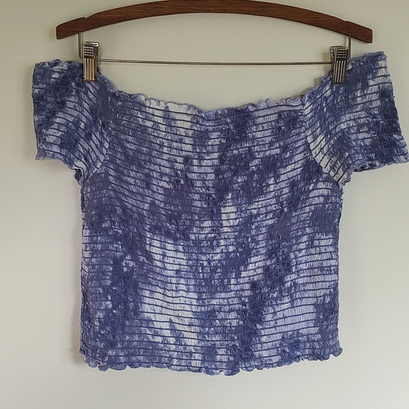 Kendall & Kylie Tops - Kendall & Kylie Blue Tie Dye Cinched Crop Top Summer Size Large Rayon